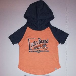 NWOT Lucky Brand hooded t-shirt and jean shorts